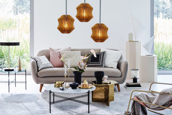 Wood Pendant Light Set of 3, Modern Hanging Chandelier