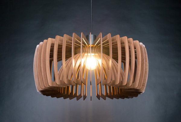 Geometric Wood Pendant Light: Modern Dining Chandelier