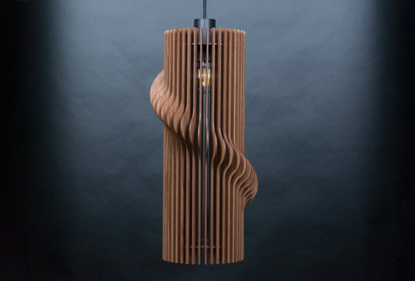 Walnut Wood Pendant Light, Geometric Chandelier