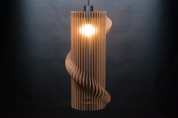 Walnut Wood Pendant Light, Geometric Chandelier