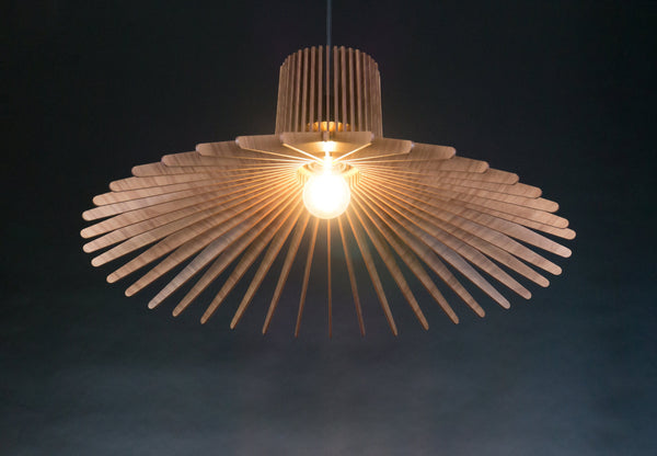 Wood Ceiling Lamp, Geometric Chandelier for Dining