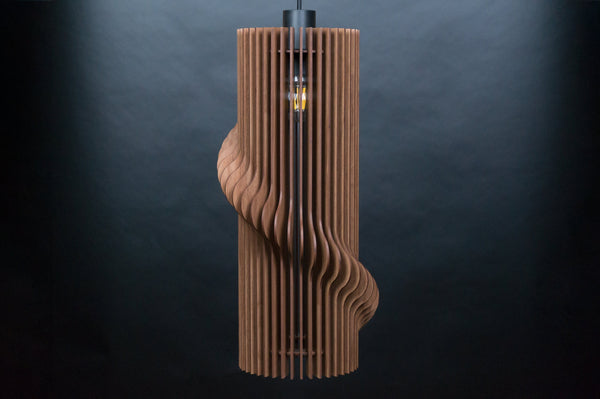 Walnut Wood Pendant Light, Geometric Chandelier