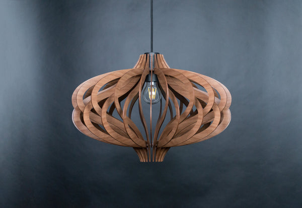 Wood Pendant Shade, Slatted Scandinavian Ceiling Fixture
