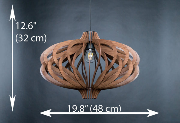 Wood Pendant Shade, Slatted Scandinavian Ceiling Fixture