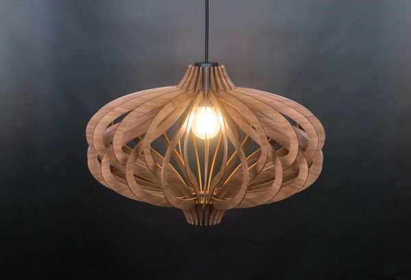 Wood Pendant Shade, Slatted Scandinavian Ceiling Fixture