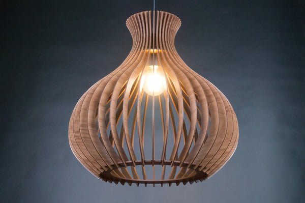 Mid-Century Wood Light Fixture, Scandinavian Ceiling Lamp