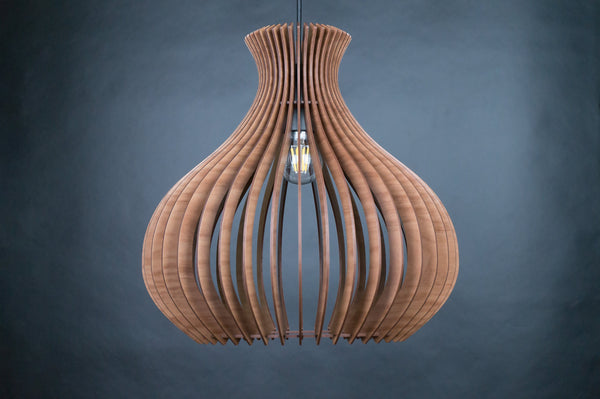 Mid-Century Wood Light Fixture, Scandinavian Ceiling Lamp
