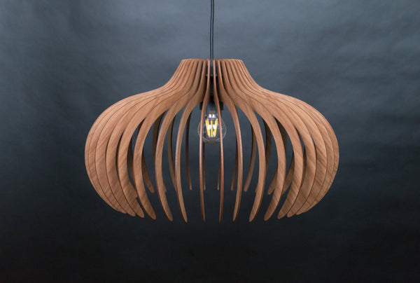 Mid-Century Wood Ceiling Lamp, Geometric Pendant Light