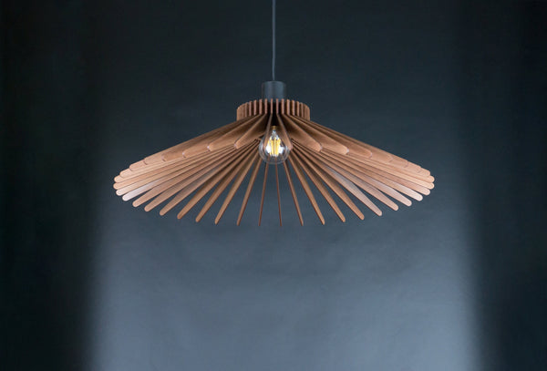 Wooden Chandelier, Modern Plug-In Pendant Light
