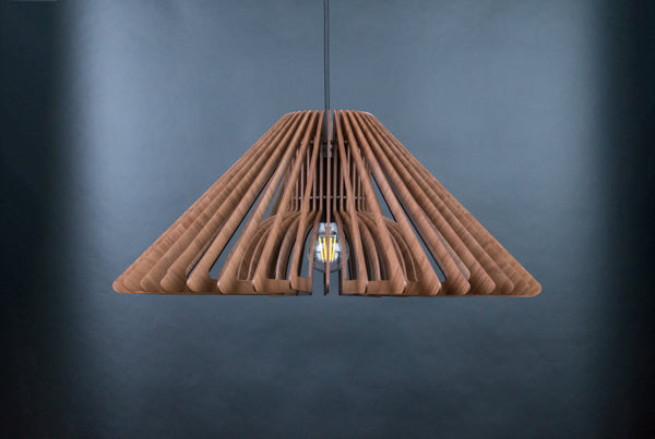 Walnut HDF Wood Pendant Light: Modern Wooden Lamp Shade