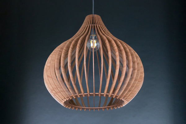Mid-Century Scandinavian Wood Pendant Light