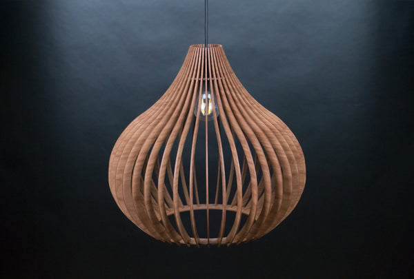 Wooden Pendant Light: Scandinavian Style Chandelier, Oak or Walnut HDF