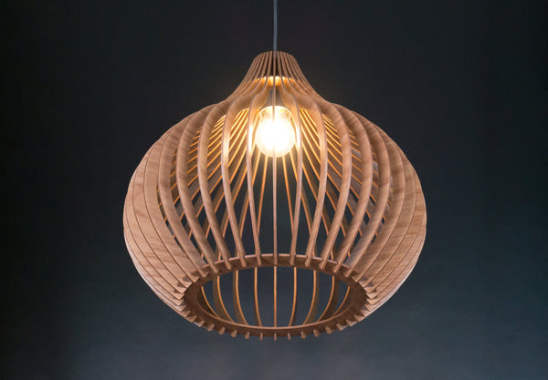 Wooden Pendant Light: Scandinavian Style Chandelier, Oak or Walnut HDF