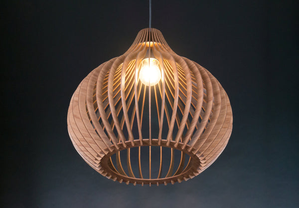 Scandinavian Wooden Pendant Light, Mid-Century Lamp