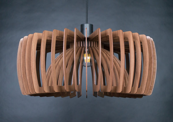 Wooden Ceiling Light, Geometric Dining Lampshade