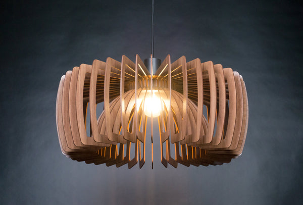 Wooden Ceiling Light, Geometric Dining Lampshade