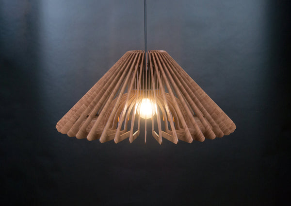 Walnut HDF Wood Pendant Light: Modern Wooden Lamp Shade
