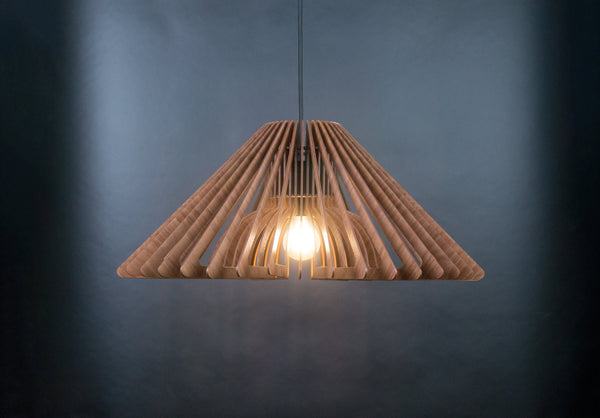 Walnut HDF Wood Pendant Light: Modern Wooden Lamp Shade