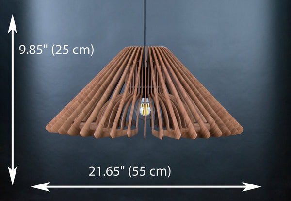 Walnut HDF Wood Pendant Light: Modern Wooden Lamp Shade