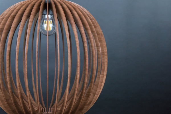 Walnut HDF Wood Pendant Light: Modern Bubble Chandelier