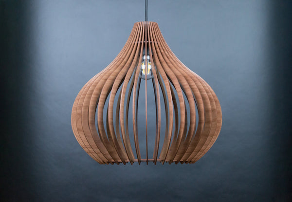 Scandinavian Wooden Pendant Light, Mid-Century Lamp