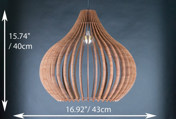 Wooden Pendant Light: Scandinavian Style Chandelier, Oak or Walnut HDF