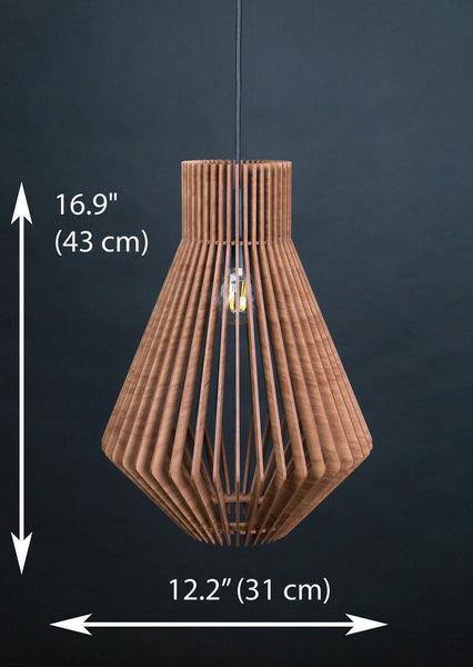 Geometric Wood Pendant Light, Modern Chandelier for Dining Room