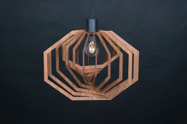 Mid-Century Wooden Pendant Light, Hanging Fixture