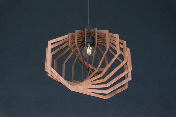 Mid-Century Wooden Pendant Lamp, Scandinavian Fixture