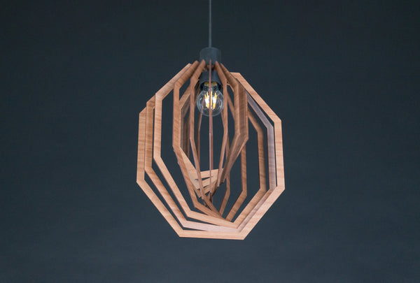 Wooden Ceiling Light, Geometric Hanging Chandelier