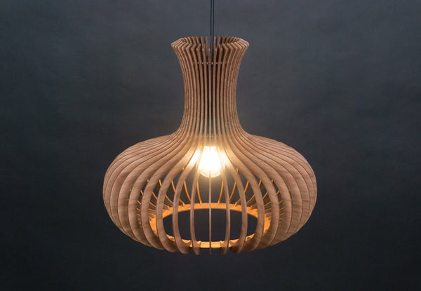 Mid-Century Wood Pendant Light, Modern Hanging Shade