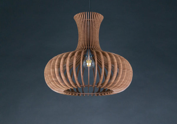 Mid-Century Wood Pendant Light, Modern Hanging Shade