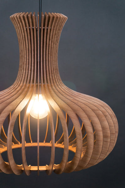 Mid-Century Wood Pendant Light, Modern Hanging Shade