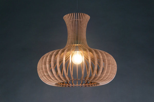 Mid-Century Wood Pendant Light, Modern Hanging Shade