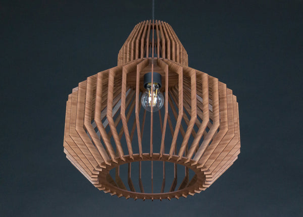 Walnut Wood Pendant Light: Mid Century Modern Nordic Chandelier