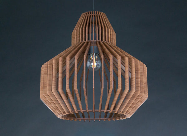Walnut Wood Pendant Light: Mid Century Modern Nordic Chandelier