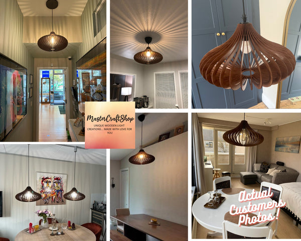 Wooden Chandelier, Ceiling Fixture Light Shade