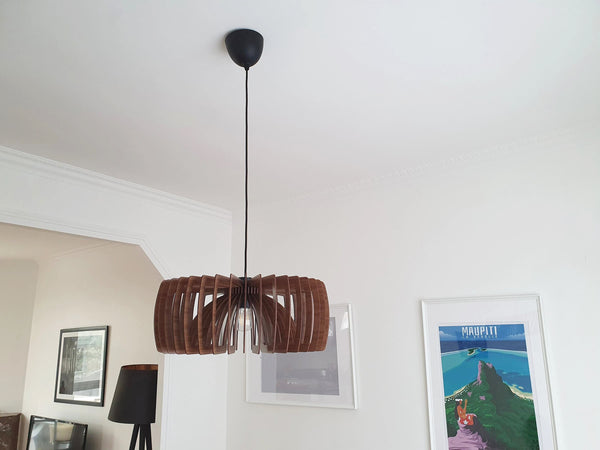 Geometric Wood Pendant Light: Modern Dining Chandelier