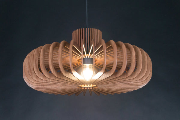 Walnut HDF Wooden Pendant Light: Mid-Century Modern Fixture