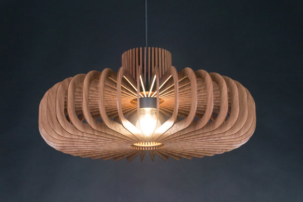 Walnut HDF Pendant Light: Scandinavian Style Wooden Chandelier