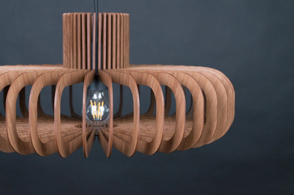 Walnut HDF Wood Pendant Light: Modern Scandinavian Fixture