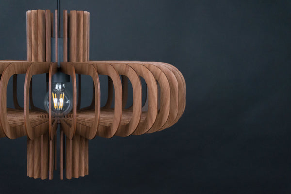 Walnut HDF Pendant Light: Modern Scandinavian Style