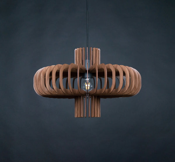 Walnut HDF Pendant Light: Modern Scandinavian Style