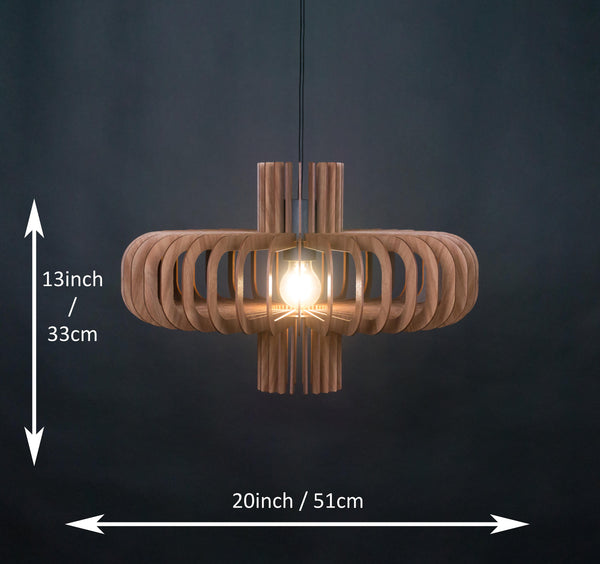 Walnut HDF Wood Pendant Light: Modern Ceiling Fixture
