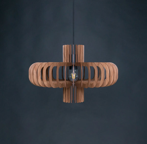 Walnut HDF Wood Pendant Light: Modern Ceiling Fixture