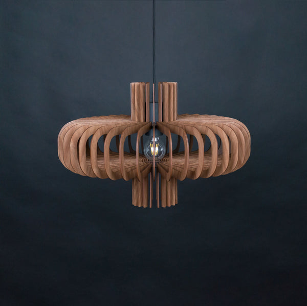 Walnut HDF Wood Pendant Light: Modern Ceiling Fixture