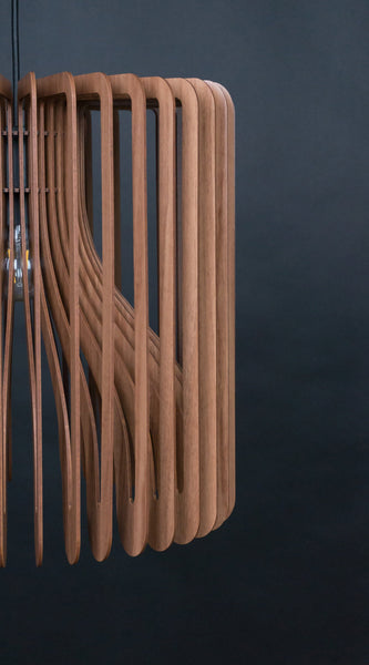 Walnut HDF Pendant Light: Modern Wood Fixture