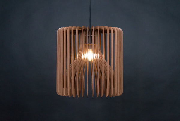 Walnut HDF Pendant Light: Modern Wood Fixture