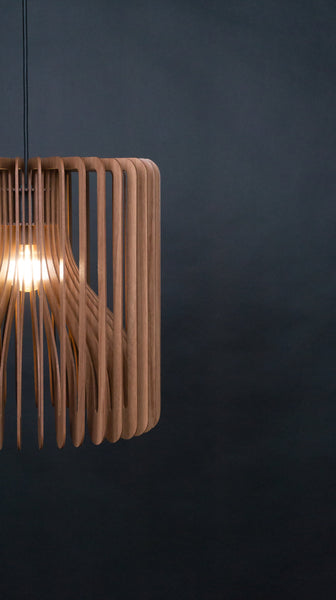 Walnut HDF Wood Pendant Lamp: Modern Ceiling Fixture