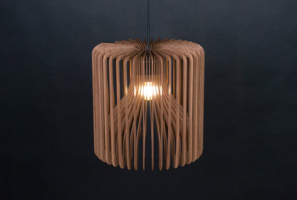 Walnut HDF Wood Pendant Lamp: Modern Ceiling Fixture